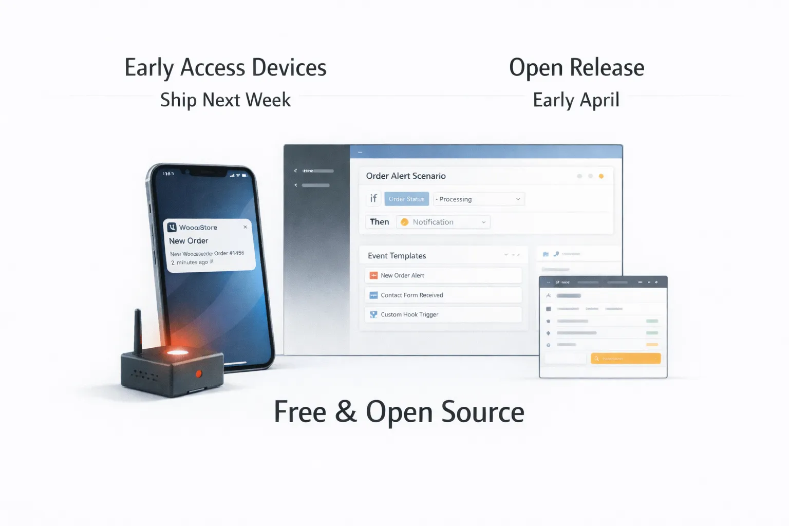 WP-Notificator Early Access devices and app interface